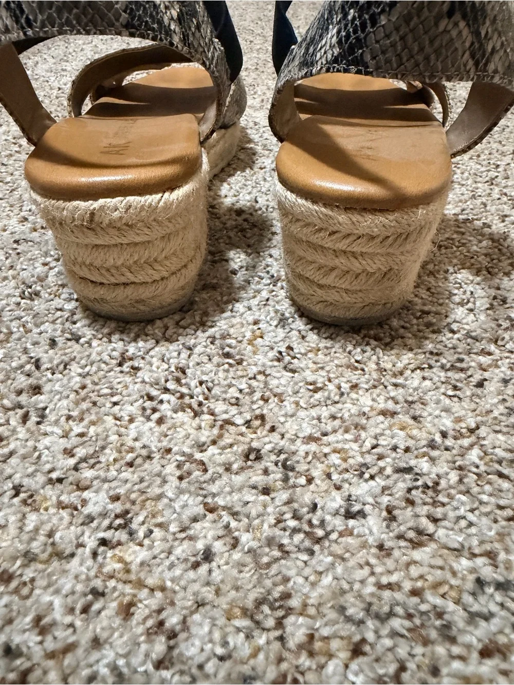 Anne Klein Black and Snake Print Wedge Sandals